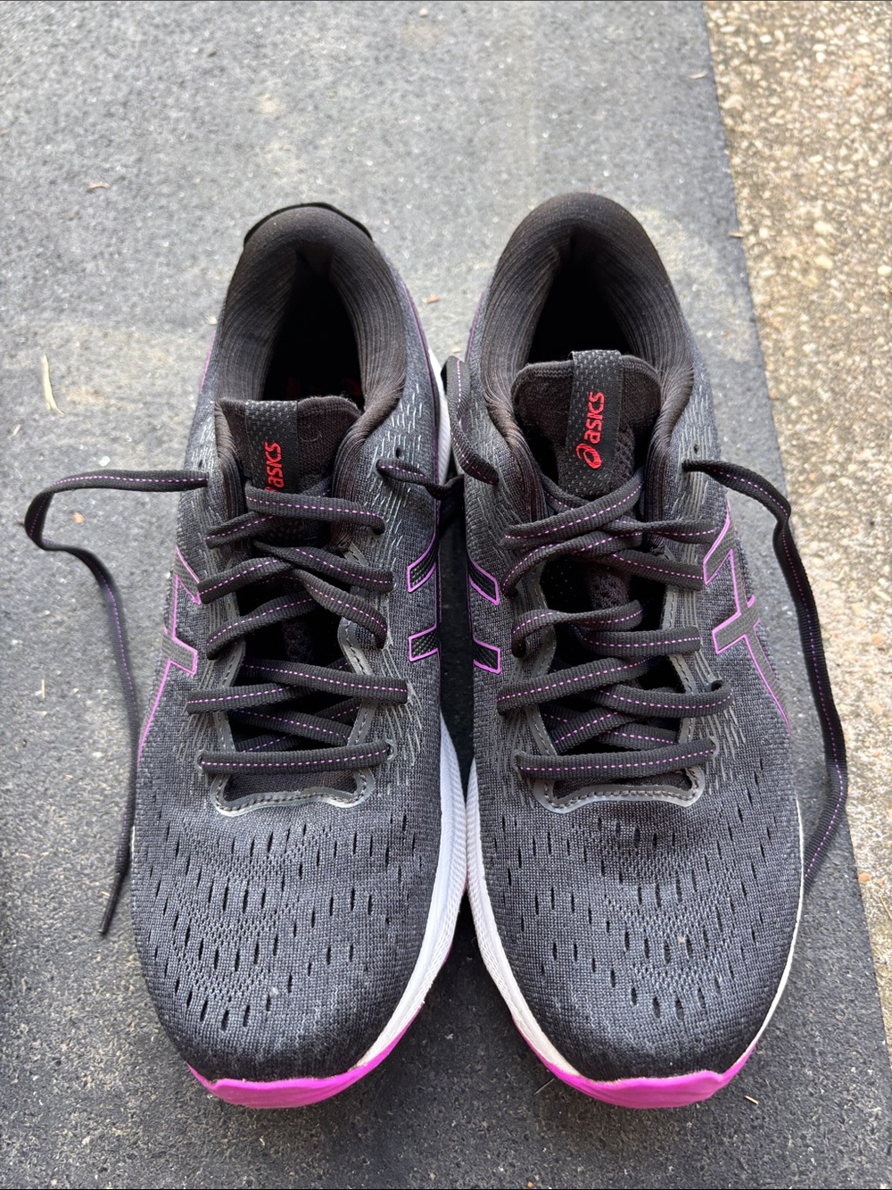 ASICS Black Running Shoes with Pink Accents